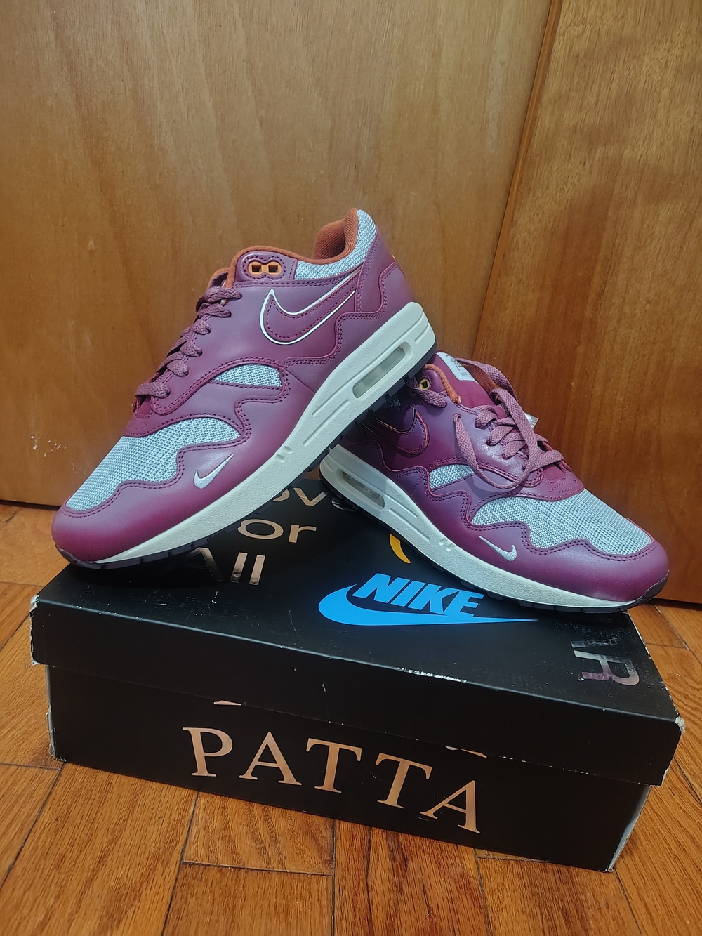 Nike Mens  Air Max 1 in Plum and Light Gray